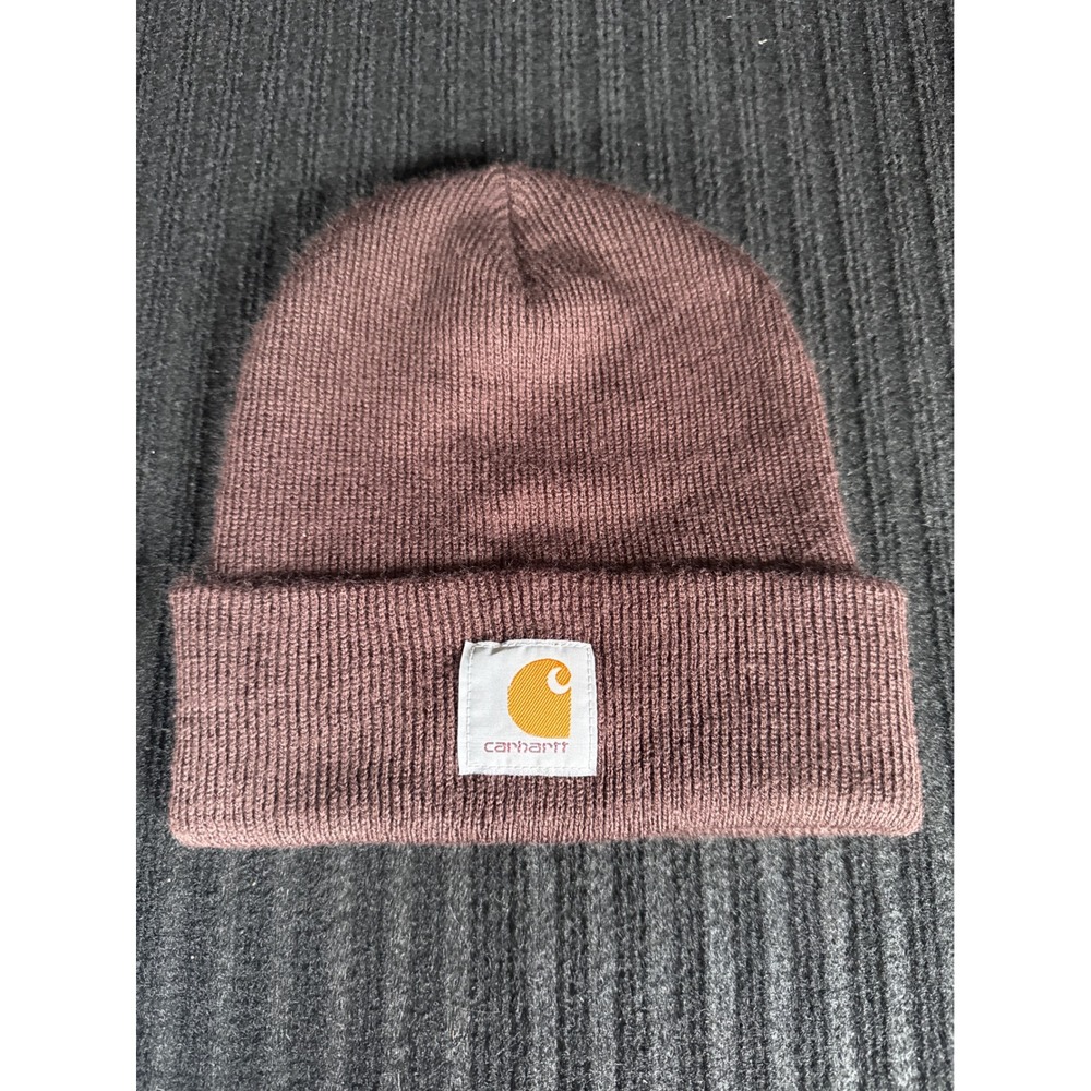 Carhartt Mens Acrylic Knit Cuffed Beanie Hat Brown A18